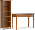 SIMPLIHOME Warm Shaker Desk and Bookcase Bundle - 48 inch Wide Solid Wood Transitional Desk with Drawers and 26 inch Wide 5-Shelf Bookcase in Light Golden Brown, Home Office Furniture (Set of 2)