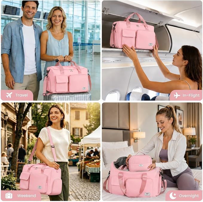 FIORETTO Women's Gym Duffle Bag with Shoes Compartment, 30L Capacity, Ideal for Travel, Gym, Sports, Duffel, Weekender