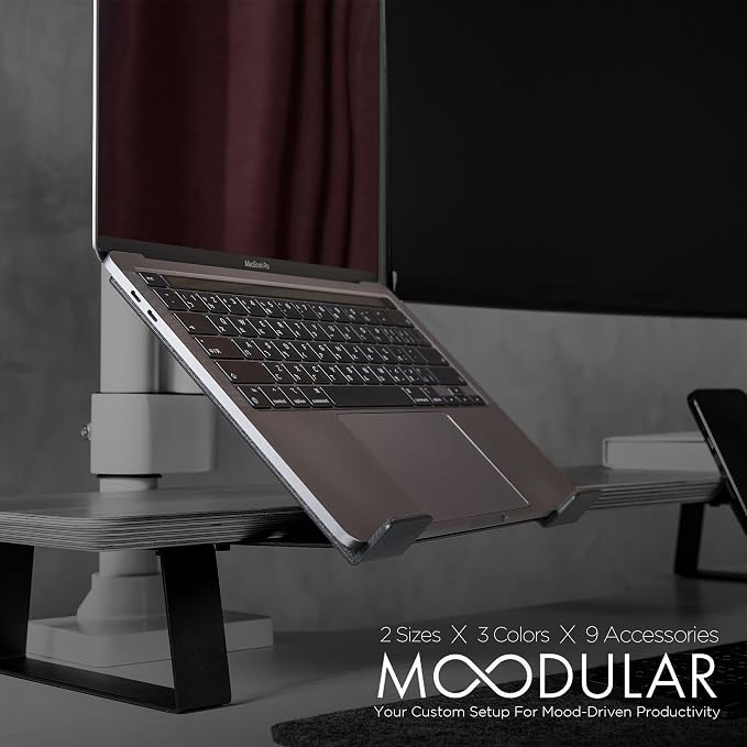 ULTRARM Moodular Laptop Tray Stand Add-On for Slide Rails, Do Not Use Alone | Accessory Only, Ergonomic Height, Swivel Adjustable, Quick Setup & Removal, Secure & Sturdy, Felt Padding, Black, MSA-LT