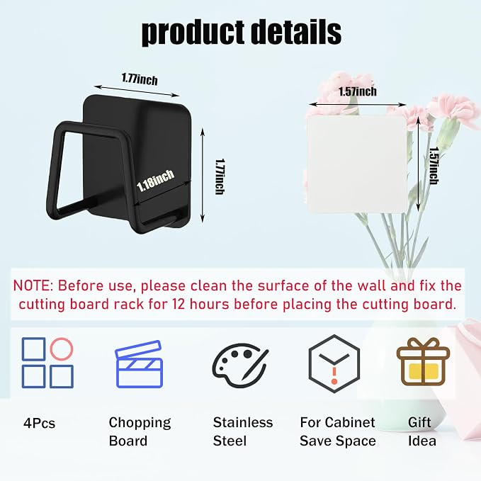 Aogigigio Under Cabinet Cutting Board Holder - 12 Pcs Pot Lid Organizer for Cabinet Rack Storage Stainless Steel Shelf Counter Chopping Board Holder (Black)