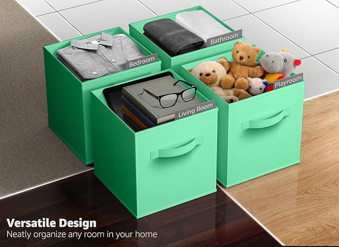 Sorbus 13 Inch Storage Bins - Sturdy Collapsible Fabric Storage Cubes with Handle - 8 Foldable Baskets for Organizing Clothes, Toys, Books - Storage Baskets for Shelves, Closets