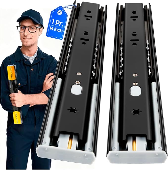 YENUO Soft Close Drawer Slides Full Extension Ball Bearing 12–24 Inch 100LB | Side Mount Heavy Duty Quiet Self Closing Cabinet Drawer Glides Rails Sizes 12–24 Inch for Kitchen Dresser Furniture Hardware