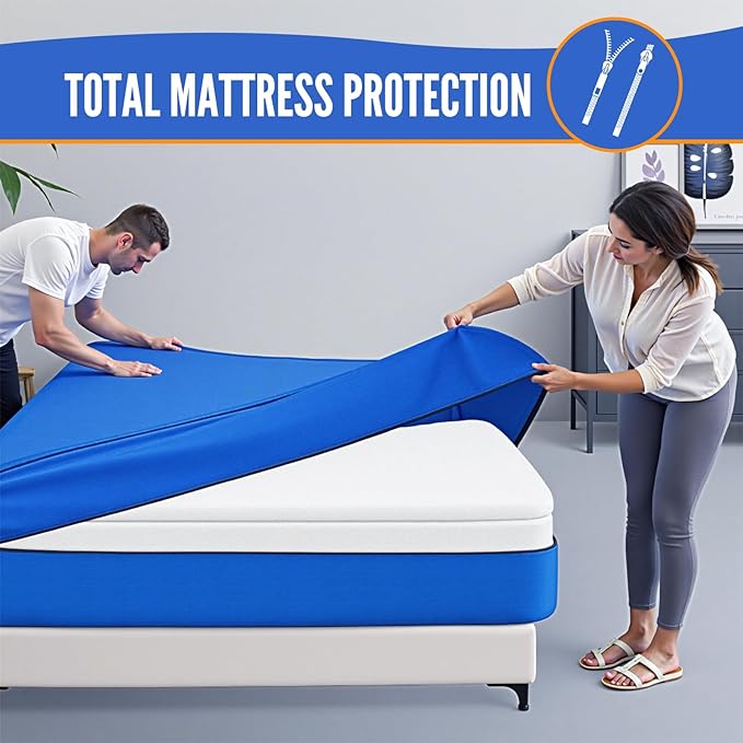 BAGAIL Mattress Bags for Moving, Mattress Covers with Heavy Duty Handles, Reusable Mattress Storage Bag for Moving Supplies(Blue, Cali King)