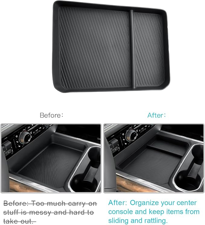 CDEFG for 2024 2025 2026 Chevy Silverado 2500HD 3500HD Center Console Organizer Accessories Middle Console Storage Box, Full Console w/Bucket Seats ONLY(Not for 1500, Not for Front Row w/Three-Seat)