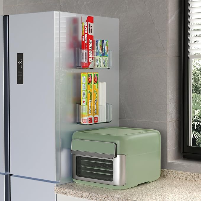 MaraFansie 4 Pack Over Cabinet Organizer Storage Lid Organizer Caddy Space Saver No Drilling Adhesive Hook Over Door Organizer, Clear Gray