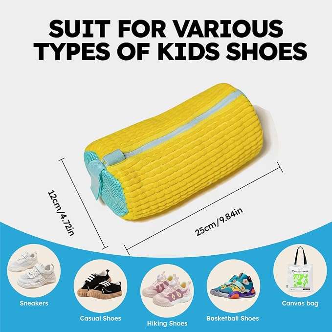 Shoe Washing Machine Bag: Shoe Washing Bag Keeps Clean - Reusable Laundry Shoe Bag for Sneaker Tennis Shoes(Yellow Children 2Pcs)