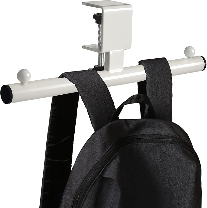 Geelin 1 Pcs White Heavy-Duty Bag Hook for Desk or Table Bag Hanger Backpack Holder Purse Hook Table Handbag Hanger Organizer Storage Under Desk for Office Classroom Dorm Accessories