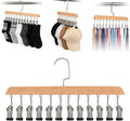 Space Saving Hanging Clothes Organizer with 12 Clips Multi-Purpose Storage for Leggings, Jeans, Skirts, Scarves, Hats, Socks(Natural-1PC)