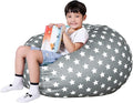 Lukeight Stuffed Animals Storage Bean Bag Chair Cover Only (Ships Empty, No Filling) - Velvet YKK Zipper Beanbag Cover for Kids and Big kids, Washable Plush Toy Organizer, X-Large 30" D x 18" H