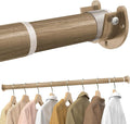 Supforce Closet Rods for Hanging Clothes, 17 to 28 Inches Stepless Adjustable Metal Closet Rod, 1.3 Inches Heavy Duty Clothes Hanging Rod for Closet Wardrobes Laundry RV(Wood Grain)