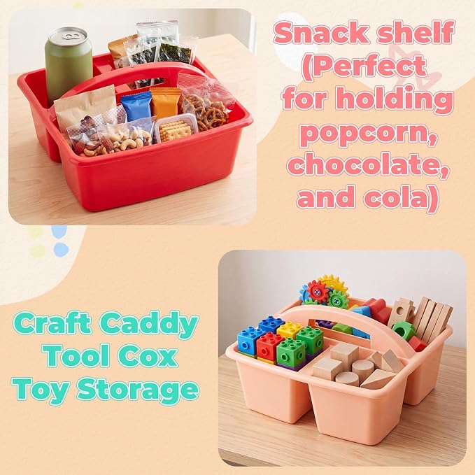 Kathfly 18 Pack Classroom Caddy Organizer with Handle, Plastic Art Craft Cleaning Caddy Bulk, Small Multipurpose Supply Organization Storage Basket for Table Desk Office Pencil Teacher (Mixed Color 2)