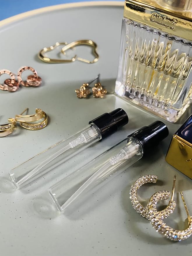 Mini Perfume Travel Refillable Bottle Cologne Sample Pocket Small Empty Glass Spray Bottles Travel Size Atomizer Bottle (50Pack-1.5ML)
