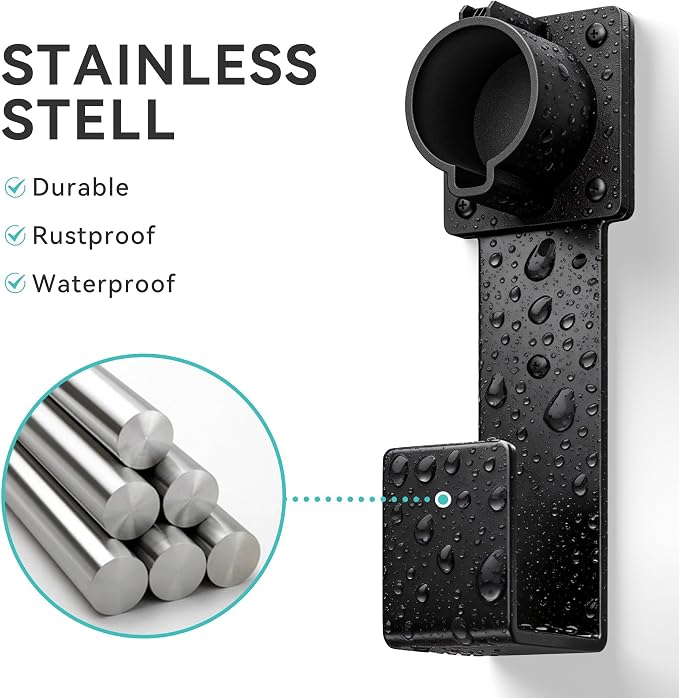 EV Charger Holder-J1772 Connector, Nozzle Holster Dock and J-Hook Combination, EV Cable Holder Wall-Mount Electric Vehicle Charger.