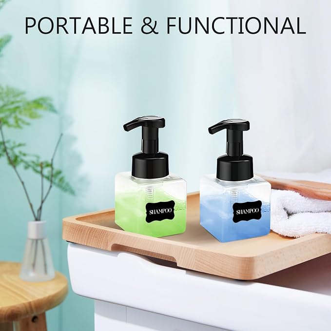8.5 oz Foaming Soap Dispenser Plastic Foaming Pump Bottle, Refillable Dispenser with Plastic Pump, Empty Hand Bottles for Liquid Soap, Shampoo, Bathroom,Hotel,Restaurant (15, Transparent)