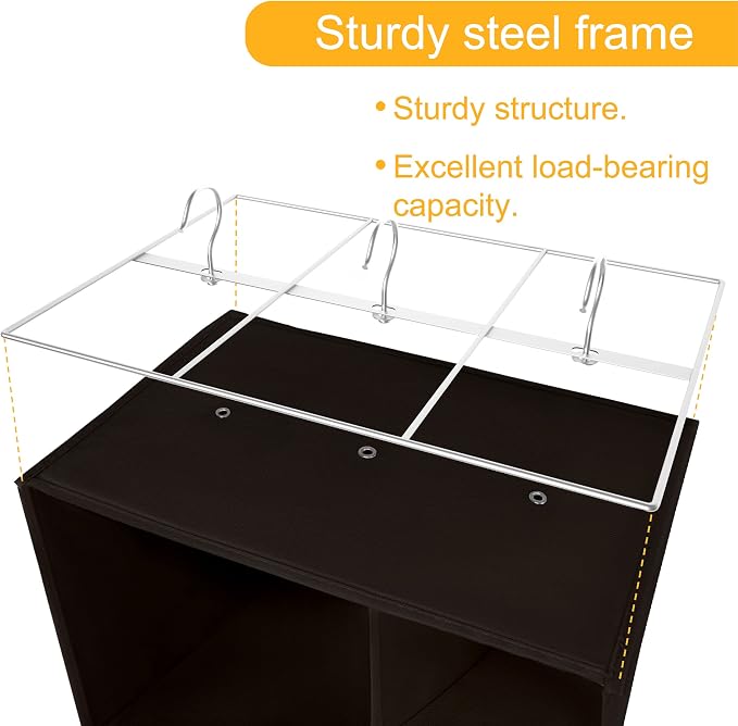 Libeder Shoe Organizer for Closet, 15 Shelf Hanging Closet Storage Shelves - 10 Shoe Rack Organizer and 5 Compartment for Clothes with 6 Side Mesh Pockets for Scarf, Socks,Gloves, Coffee