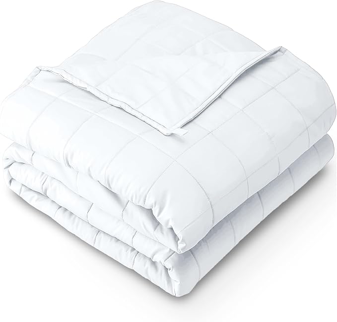 Bare Home Weighted Blanket Queen Size 20lb (60" x 80") for Adults - All-Natural 100% Cotton - Premium Heavy Blanket Nontoxic Glass Beads (White, 60"x80")