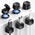 JOYROOM Detachable Magnetic Cord Organizer w/Secure Snap-Lock, 2-in-1 Adhesive& Magnetic Cable Clips, Auto-Fit Spring Management for φ1.5~8mm Cables, Under Desk Nightstand Home Office Car Wire Keeper