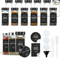 Spice Jars with Label, 12pcs 4oz Glass Spice Jars with Black Lids, Square Spice Containers with 152 Labels and Shaker Inserts, Empty Seasoning Bottles for Drawer, Cabinet, Seasoning Organizer