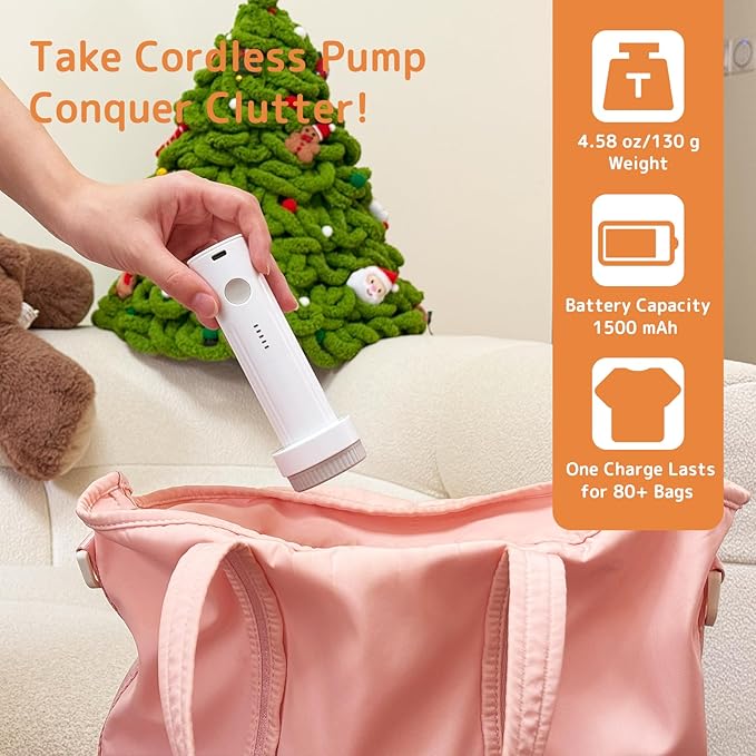 12 Pack Vacuum Bags for Travel with Rechargeable Air Pump, Carry-On Compression Bags for Luggage and Suitcase, Space Saver Storage for Clothing and Travel Organization