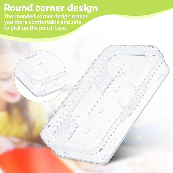 Blulu 50 Pack Large Plastic Pencil Case Box Clear Pencil Boxes Bulk Hard Crayon Box Storage with Snap Lids 8.1 x 4.7 x 2.2 Inch Painting Organizer Classroom Stationery School Supplies (Clear)