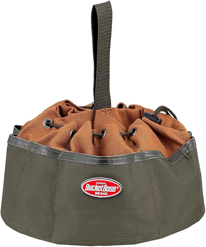 BucketBoss 25001 Canvas Organizer Parachute Bag with 19 Pockets for Nails,Screws, and Bolts in Brown