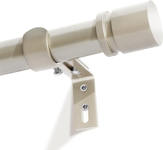 Byondeth Curtain Rods for Windows 16 to 48 or 60 Inches Max Adjustable Length 1 Inch Diameter Window Curtain Rod with Aluminium End Cap, Brushed Nickel