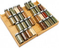 Bamboo Spice Drawer Organizer – Expandable Spice Rack for Drawer – 4 Tiered Premium Bamboo Kitchen Seasoning Organizer for Drawer Spice Organizer, Seasoning rack insert for Cabinet