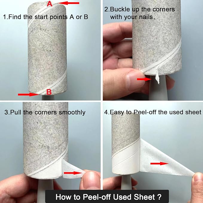 BAILALIBO Lint Roller for Pet Hair, 1100 Sheets | Extra sticky, removes hair from clothes/couches/carpets, reusable, compact for travel, for dog/cat owners
