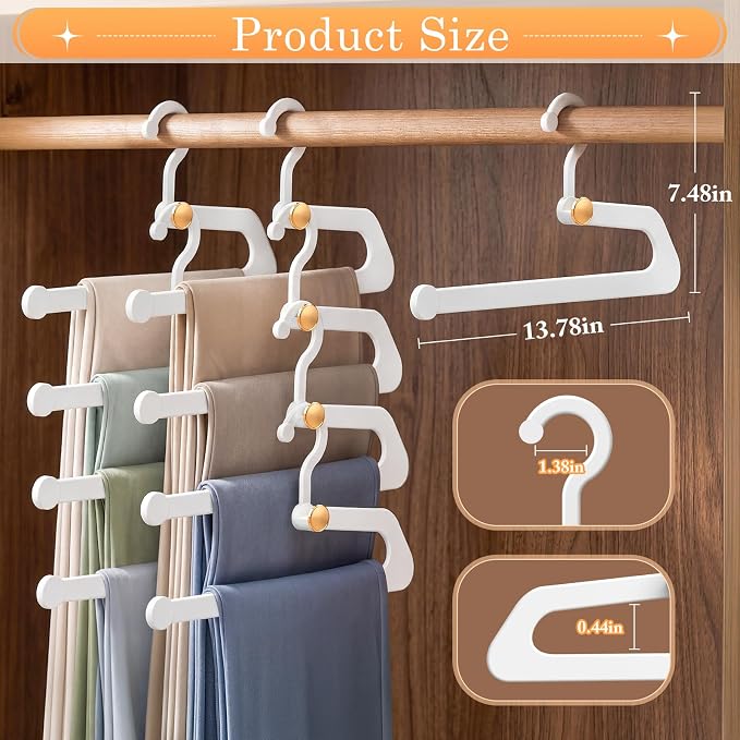 Hangers for Pants 20-Pack, Space Saving Closet Organizer for Jeans Slacks,Non-Slip Hanger for Leggings,Jeans, Slacks, Scarves(White)