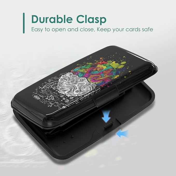 Credit Card Holders, Metal Card Wallet RFID Blocking Slim Aluminum Business Hard Cards Cases for Women Men, Brain Graffiti