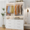 Closet System with 6 Drawers, Modular Closet Organizer System with 4 Hanging Rod, Custom Closet Storage Solution for Small Walk-In CLoset, 2 Sets, White (4FT)