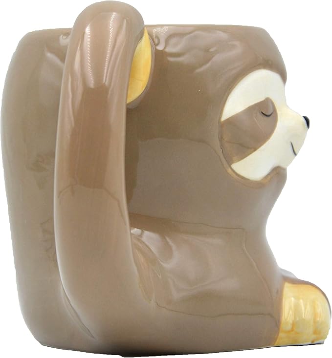 3.9 Inch Ceramic Sloth Shaped Cup Pen Holder Pencil Holder/Sloth Toothbrush Holder Cup Brush Holder Cute Desk Accessories Multipurpose Pot Sloth Gifts Ideal Gifts for Women, Mom or Birthdays