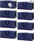 BOX USA 8-Pack Moving Bags with Strong Handles & Zippers - Heavy Duty Extra Large Packing Bags for Storage, Moving Boxes, Dorm & College Supplies, Blue