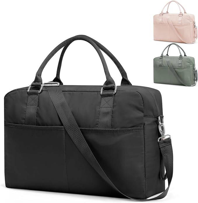Gym Bag for Women,Travel Duffle Bag for Travel with Wet Pocket Weekender Overnight Carry On Tote Bag Luggage Bag with Trolley Sleeve Personal Item Travel Bag Hospital Diaper Bag Black