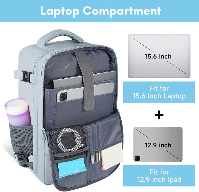 Taygeer Carry On Backpack, Underseat 35l Travel Backpack for Women | Airline Approved Personal Item Travel Bag With Shoe Compartment, Casual Daypack Gifts for Friend Hiking Outdoor Weekend,Blue