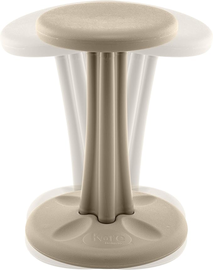 KORE DESIGN Wobble Stool Chair, Girls + Boys Kid Desk Stools, Ergonomic Small Office Chairs, Flexible Seating Active Kids, ADD/ADHD, Classroom, School, Home, Pre-Teen (18.7in) Age 10-11 yr Sand Dollar