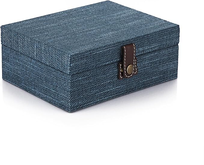 Hipiwe Treasure Chest Box - Wooden Decorative Jewelry Box with Clasp Lid | Memento Case Box Rectangular Keepsake Trinket Organizer Box Gift for Women Men Home Decor, Medium
