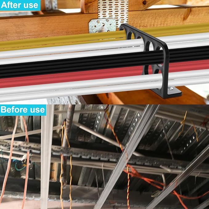 12Pack Cable Chase Wire Bracket,Cable Chase Bracket Support Organizer | Cable Support Wire Bracket Holder Wire Stackers Keep NMB Electrical Cord Tidy Clean&Save Time Space Labor,1" with 10-Holes