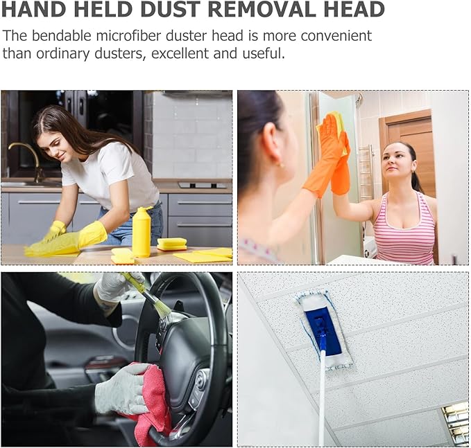 Dual-Head Microfiber Chenille Duster Set 4pcs with Telescopic Handle for Home Cleaning Ceiling Fan Dusting and Household Dust Sweeper