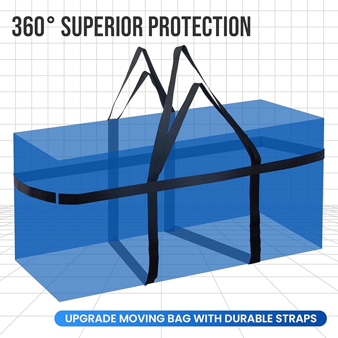 TAILI 69 Gallon Extra Large Storage Bags, XXL Blue Heavy Duty Moving Bags For Storage with Visible Window, Wrap Around Handles, Totes for Space Saving, Alternative to Moving Boxes