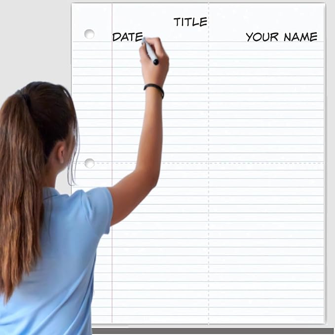 MAGNASHEET SQUARES Jumbo 4 Panel Magnetic Dry Erase Notebook Paper for Teachers Classrooms Whiteboards | 22x28 Inch | 100% Complete Erase! No Staining! | Must Haves Supplies