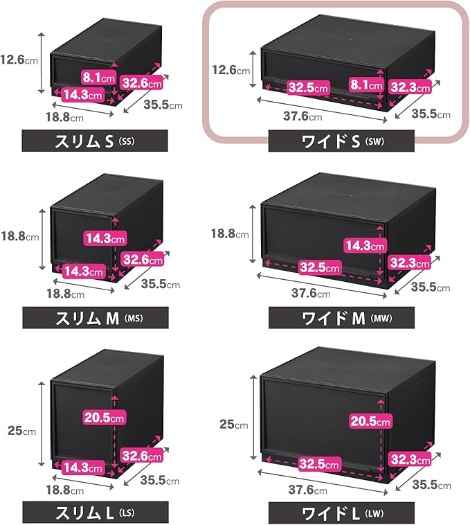 Sanka D2SC-SWBK Modular Case, Freely Combined, Drawer Storage Case, Wide S, Black, Drawer Storage That Can Be Combined According to Your Lifestyle, Pull Out And Close Drawers, Rubber Stopper To Prevent Slipping, Stable Even When Stacked With Locking Me...