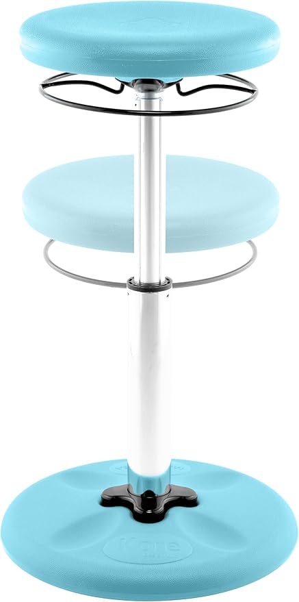 KORE Design Adjustable Wobble Stool Chair, Girls + Boys Kid Desk Stools, Ergonomic Small Office Chairs, Flexible Seating, Active Kids, ADD/ADHD, Classroom, Home, Age 8-12, Tall (16.5-24in), Pale Blue