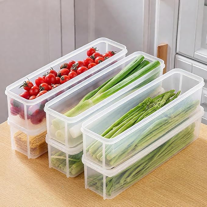 Storage & Crisper Boxes, 2025 New Durable Food Storage Containers, Stackable Refrigerator Organizer for Kitchen, Airtight Food Box with Lids, Fresh-Keeping Container Suitable (Grey, 3pcs)