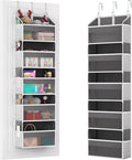 Over the Door Organizer with 5 Front & 10 Mesh Side Pockets, 50LB Capacity Extra Large Hanging Storage Organizer Multi-Room Space-Saving Design with 3 Hook for Closet, Bathroom, Kitchen, Pantry, Grey