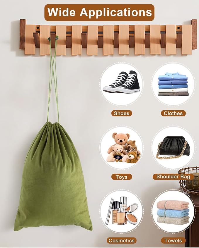 2 Pcs Shoe Bags for Travel, Dust Velvet Bags, Sage Green, 17.3x12.6 Inch | Washable & Reusable Travel Shoe Bags, Dustproof Shoe Bags with Drawstring Closure, Suitable for Travel, Home Storage