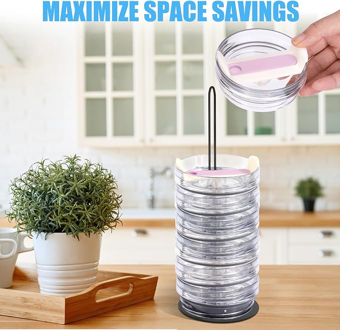 Vodolo Tumbler Lid Organizer,Cup Lid Holder,Slim Vertical Storage for Up to 15 Lids,Cup Lid Organizer for YETI/Stanley/Simple Modern,Save Pantry, Countertop,Kitchen Cabinets Space