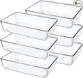 6 Pack Drawer Organizers, Plastic Clear Acrylic Non Slip Non Cracking kitchen drawer organizer Stackable Bathroom Drawer Organizer Trays, Storage Bins for Makeup, Bathroom, Kitchen Office