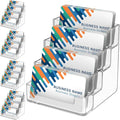 MaxGear Acrylic Business Card Holder, 320 Cards Capacity, 4 Pocket, 4 Pack | Clear Business Card Stand for Desk with 4 Tier, Clear Plastic Cards Display Holder for Exhibition, Home and Office