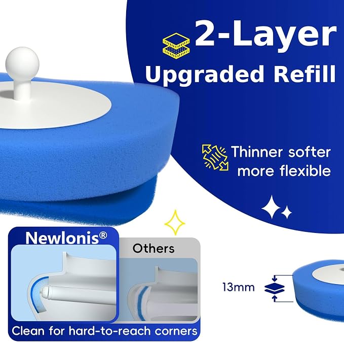 Newlonis® Disposable Toilet Bowl Brush, 32 Scented Refills, Wall-Mounted | Touch-Free, Toilet Cleaning Supplies